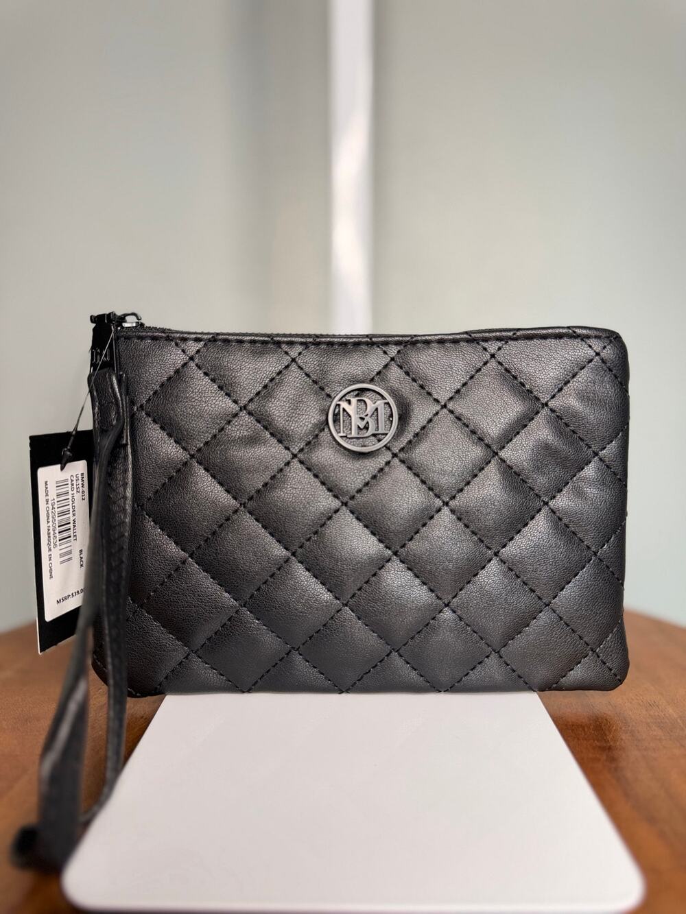 NWT Badgley Mischka Black Quilted Wristlet Wallet MSRP $39 (#2)